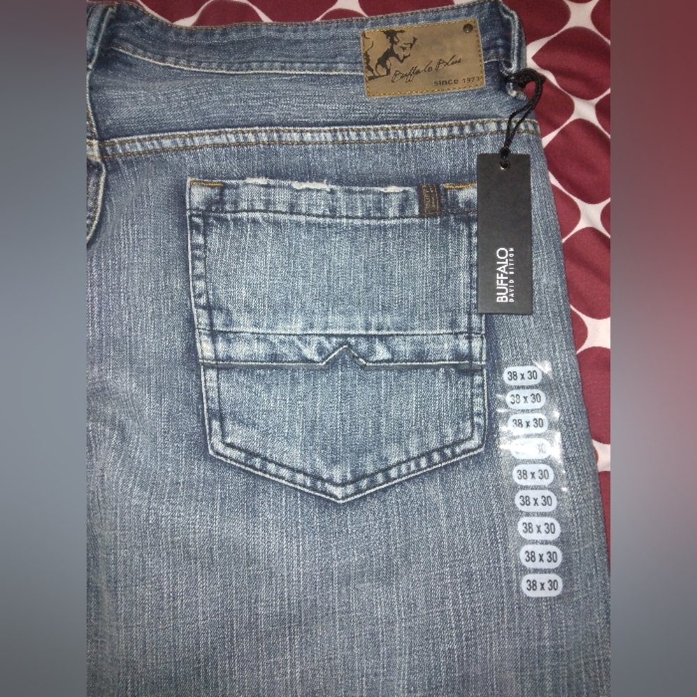 Buffalo David Bitton Ruffer Light Blue Straight Jeans Size 38×30